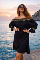 black cotton bardot beach dresses to wear on a caribbean cruise holiday