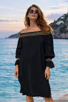 black bardot beach dresses to wear on a caribbean cruise holiday by lindsey brown