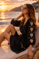 black cotton beach dress long sleeves to wear on cooler beach days by lindsey brown 