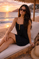 black sleeveless beach dresses to wear on a luxury holiday