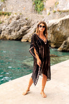 black pink knee length silk loose silk kaftans by lindsey brown resort wear 
