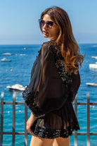 Black silk kaftan by lindsey brown silk glam beachwear