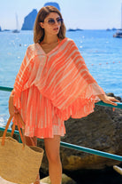 Orange Silk Drop Waisted Bloused Kaftan by lindsey brown resort wear 