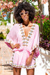 Pink luxury silk kaftans to wear in the Caribbean by Lindsey Brown luxury resort wear 
