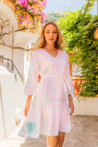 white aqua cotton beach dresses by Lindsey Brown cotton resort wear